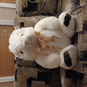 HUGE Plush White Bunny With Sunflower Bow